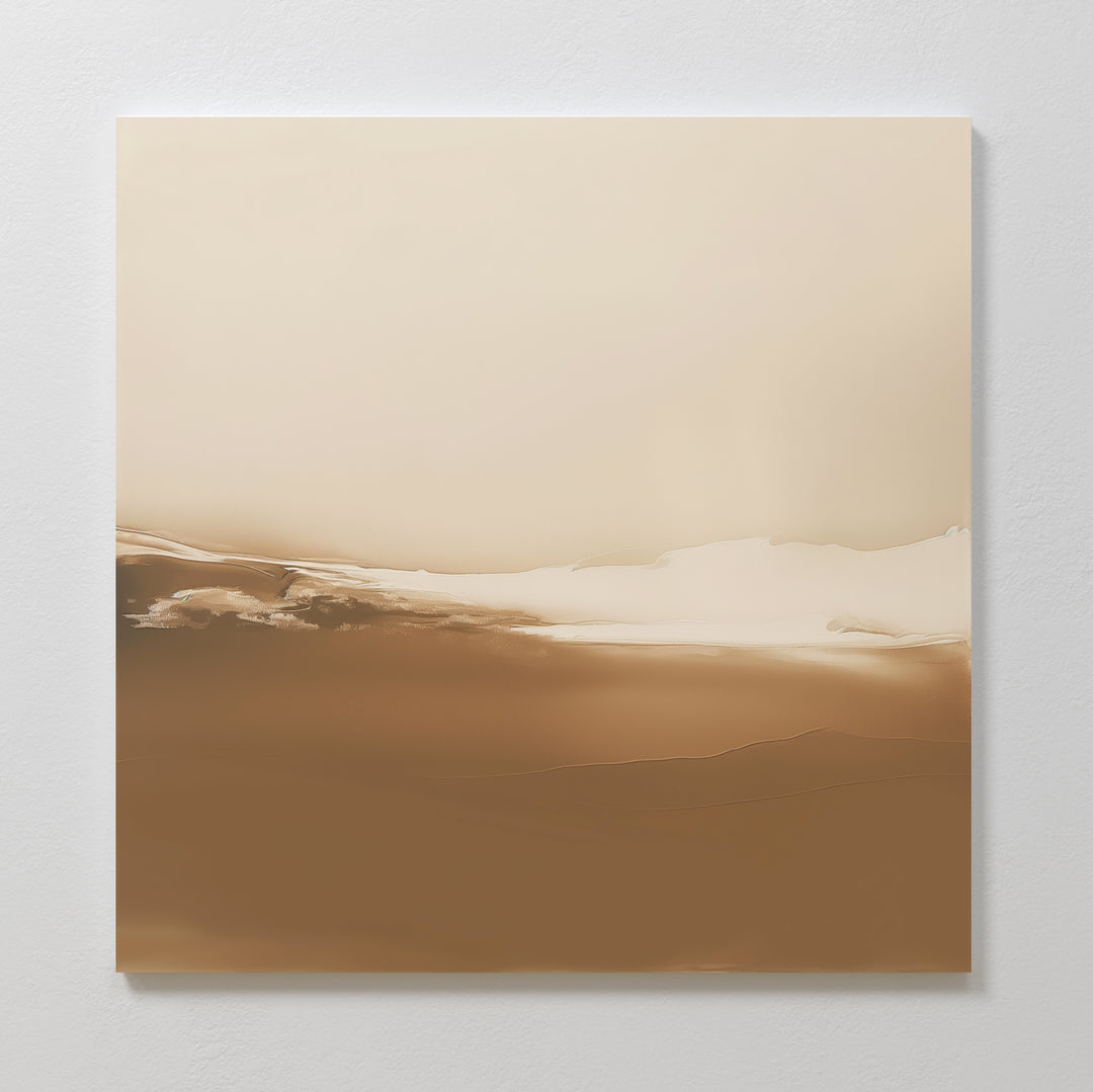 Desert Dusk Abstract Canvas Art features smooth gradient shades of beige and brown, evoking a serene minimalist desert landscape—an elegant wall art statement perfect for light-colored walls.