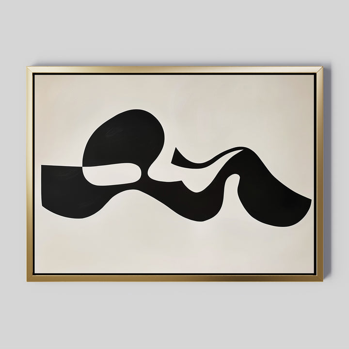 Fluid Forms Abstract Canvas Art features bold black curves on a white background, creating minimalist wall decor with smooth lines and organic shapes—ideal for adding modern style to your space.