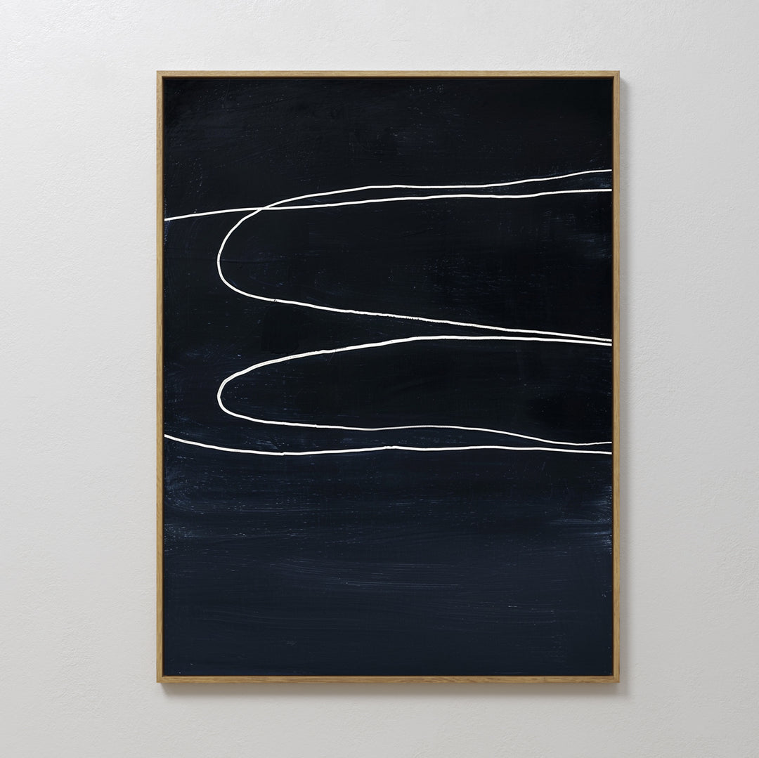 Ocean White Lines Abstract Canvas Art