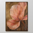 Blush Petals Abstract Canvas Art features a large, abstract flower with soft peach and pink petals on a warm brown background—perfect modern wall art for your living room decor.