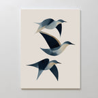 Add a clean, Nordic Park-inspired accent to any room with the Abstract Birds in Motion Canvas Art, featuring three stylized birds in flight with smooth blue and beige shapes on a light background.