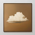 Amber Sky Cloud Canvas Art features a single white, fluffy cloud centered on a brown background for a minimalist, surreal look—ideal as modern wall art to enhance your bedroom decor.