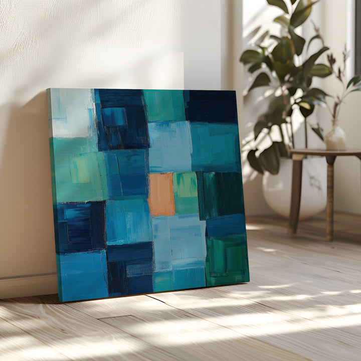 Blue Mosaic Abstract Canvas Art