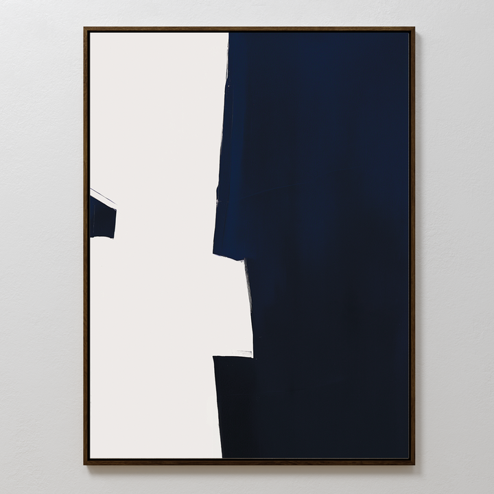 Blue and White Contrast Abstract Canvas Art