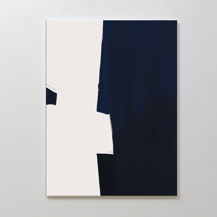 Blue and White Contrast Abstract Canvas Art