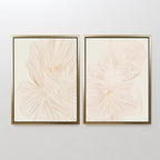 The Blush Sketch Set of 2 features framed abstract line drawings of large, overlapping floral shapes in soft beige tones, perfect minimalist wall art for modern bedroom decor.