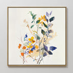 Colorful Branches Canvas Art features delicate, abstract wildflowers in vibrant hues on a white background—modern wall art perfect for elevating your living room decor.