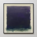 The Deepest Night Canvas Art features a large, dark indigo and deep blue square with blurred edges on an off-white background, perfect for minimalist decor as the colors softly blend and fade along the bottom and sides.