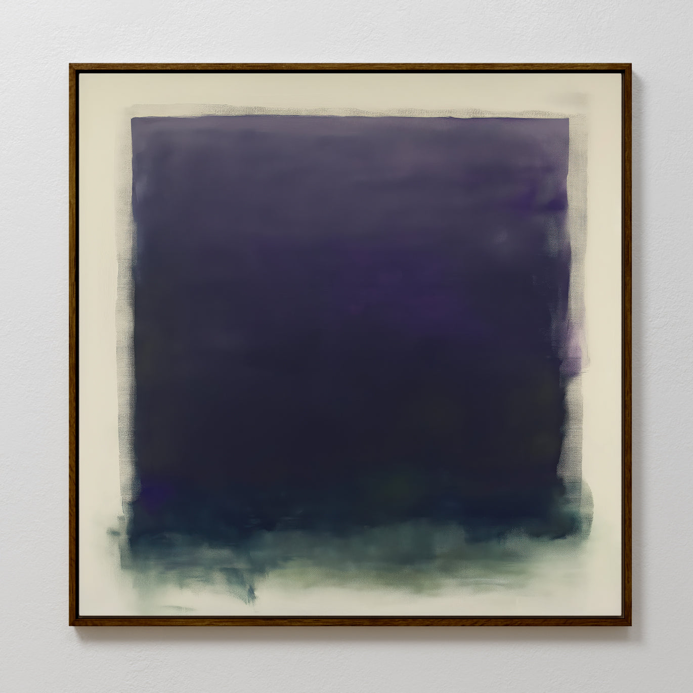 The Deepest Night Canvas Art features a large, blurred rectangle in deep purple and blue on an off-white background—ideal framed wall art for minimalist decor.