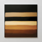 Earth Layers Canvas Art displays four horizontal bands in brown, gold, and tan on a dark backdrop. Its soft, blurred edges bring a serene minimalist touch—ideal wall art to elevate your living room décor.