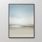 The Faded Silence Canvas Art features soft, blended hues of blue, white, and beige in a serene abstract design—ideal minimalist wall art for adding calm to any modern space.