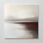 Fading Light Canvas Art features a misty landscape in soft beige and gray with red-brown accents, smooth brushstrokes, and a serene minimalist design—perfect for adding thoughtful style to your living room decor.