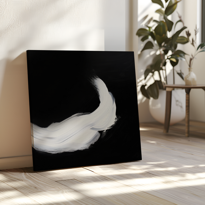 Feathered Contrast Abstract Canvas Art