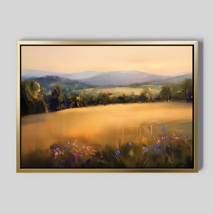 Golden Horizon Abstract Canvas Art