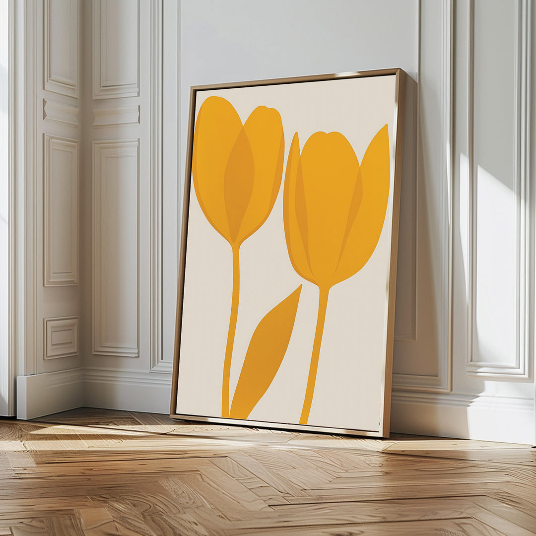 Golden Tulips Abstract Canvas Art