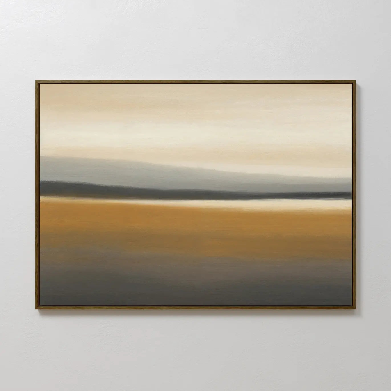 The Honey Mesa Canvas Art showcases soft gradients of beige, gray, and gold in a minimalist abstract landscape—ideal modern wall decor for a serene touch against light backgrounds.