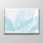 Icy Petals Abstract Canvas Art, featuring soft, flowing shapes in light blue and white tones, adds a minimalist touch to any room—ideal as elegant living room decor or stylish wall art.