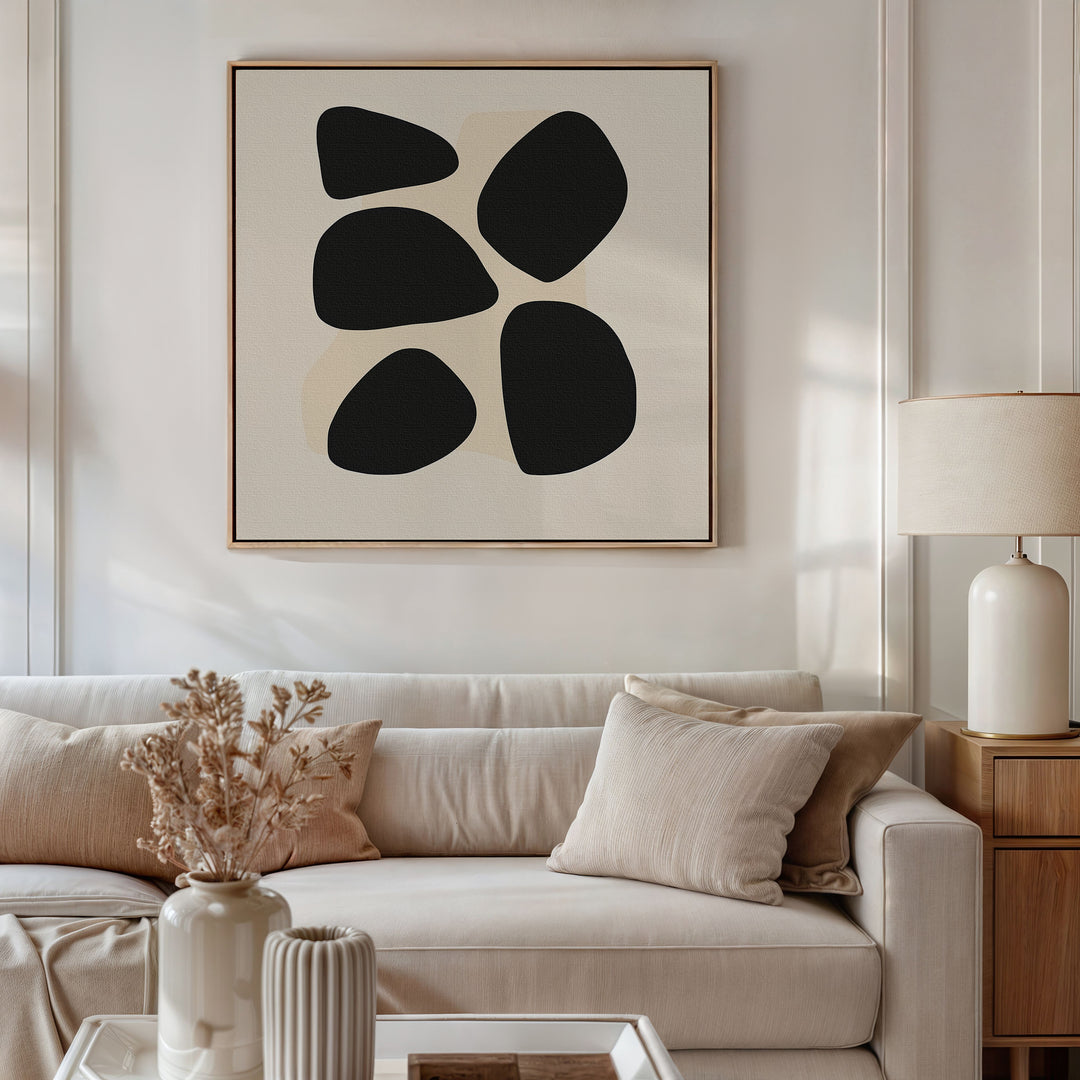 Black Pebbles Canvas Art