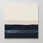 The Ivory Dusk Canvas Art showcases wide horizontal bands of dark blue, navy, and beige on a light cream background with softly blended edges—a serene, modern piece ideal for elevating contemporary interiors or canvas art collections.