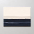 The Ivory Dusk Canvas Art – Horizontal features broad cream, beige, and dark blue bands on a light gray wall—ideal for modern interiors wanting calm, serene living room decor.