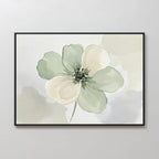 Mint Meadow Canvas Art features a single flower with soft green and creamy white petals on a watercolor-style background—ideal minimalist wall art for any room.