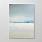 Misty Morning Canvas Art – Vertical features soft blue, gray, and white tones in an abstract design, evoking a tranquil atmosphere reminiscent of a misty seascape—perfect for adding serene Nordic Park vibes to your space.