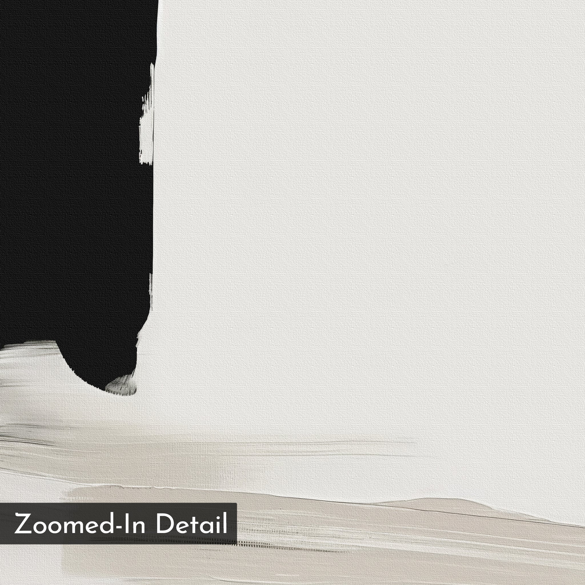 Elevate your space with the Monochrome Harmony Set of 2—a minimalist wall art pair showcasing bold black stripes, beige and gray brushstrokes on a white background. "Zoomed-In Detail" text adds a modern touch to your wall art display.