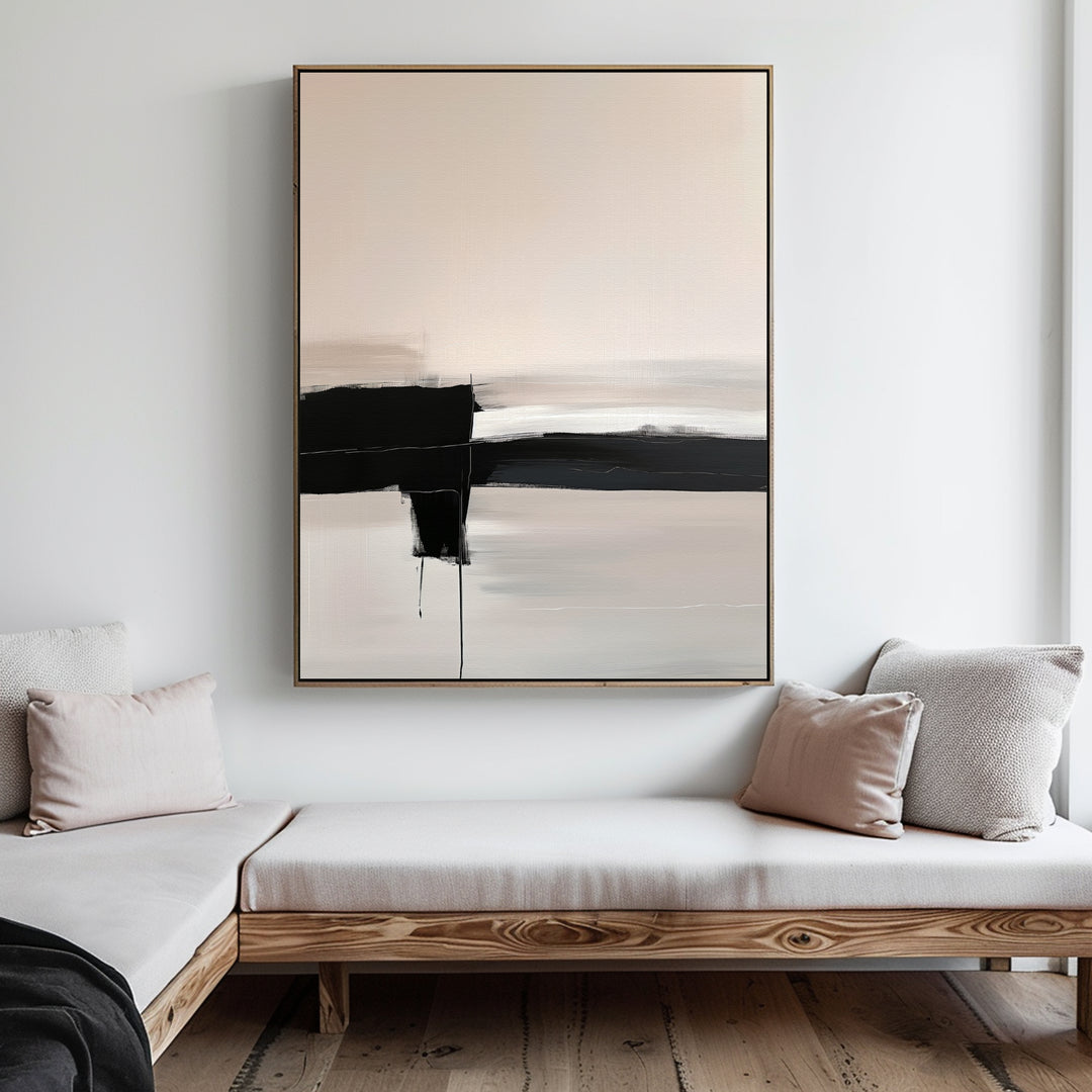 Monochrome Horizon Abstract Canvas Art