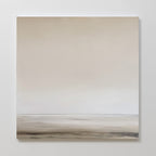 Elevate any white wall with the Morning Mist Abstract Canvas Art, a minimalist print featuring soft, muted tones and a barren landscape beneath a pale sky, bringing calm, serenity, and modern elegance to your decor.