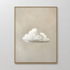 The Morning Sky Abstract Canvas Art features a fluffy white cloud centered on a smooth, light beige background, creating minimalist wall art that brings a serene touch to any room.