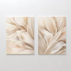 The Natural Texture Set of 2 features beige and cream abstract floral paintings with soft, flowing petal shapes—ideal minimalist wall decor for a delicate, elegant look.