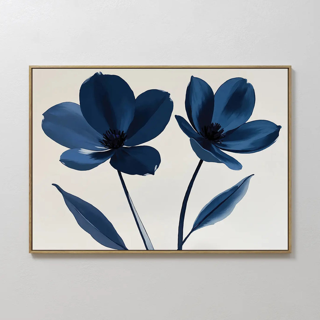 Navy Flora Canvas Art