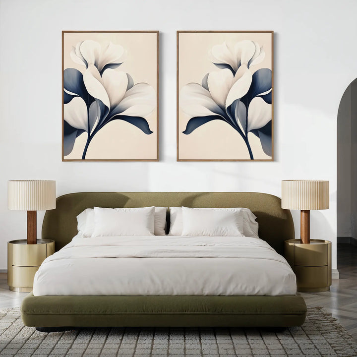 Navy Magnolia Set of 2