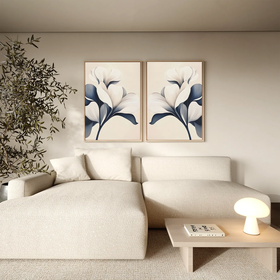 Navy Magnolia Set of 2