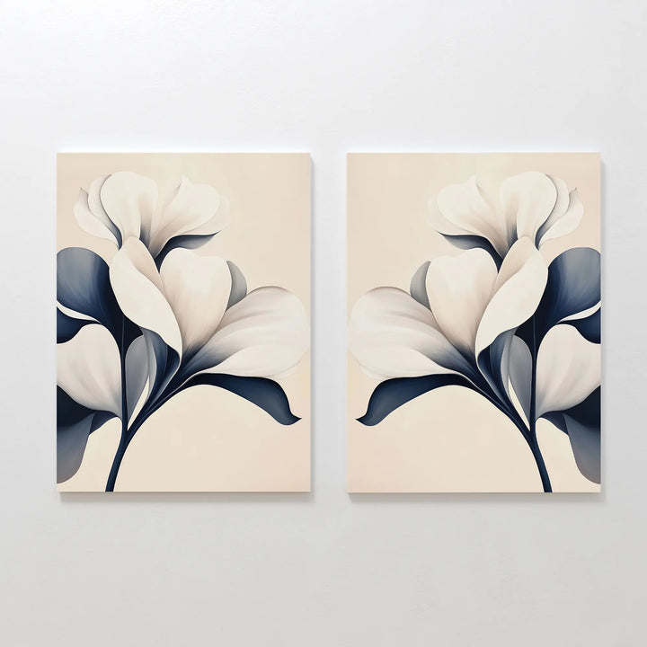Navy Magnolia Set of 2