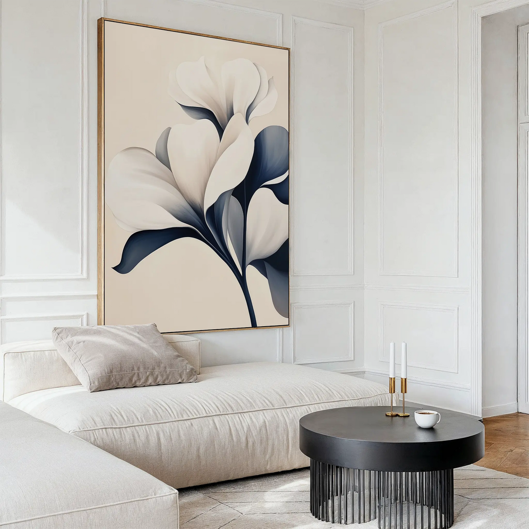 Navy Magnolia Canvas Art
