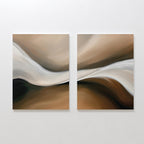 The Neutral Landscape River Set of 2 showcases abstract, flowing shapes in beige, brown, and white. This minimalist wall art set brings movement and harmony to your space, making it ideal for enhancing your living room decor.