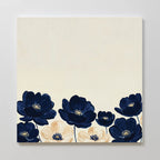 Nightshade Canvas Art is a square piece featuring dark blue and light beige flowers along the cream bottom edge, forming a simple, elegant floral border—ideal minimalist wall decor for modern spaces.