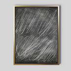 Echoes in Chalk Abstract Canvas Art features bold white chalk-like scribbles across a dark canvas, set against a light gray background—ideal minimalist wall decor for modern interiors.