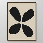 Noir Botanica Canvas Art showcases four bold, abstract black shapes on a beige backdrop, evoking petals or leaves in a minimalist style—ideal for enhancing modern decor.