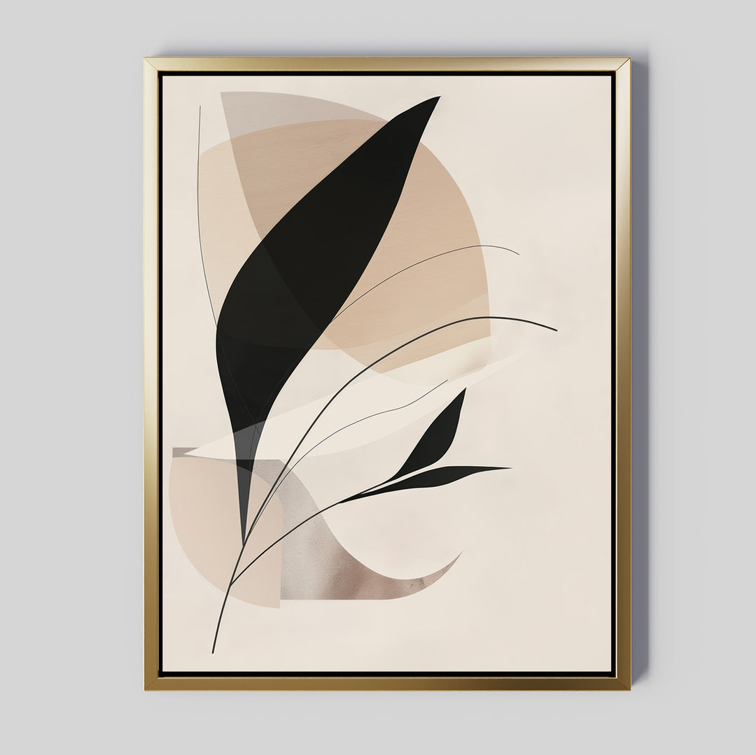 Noir Petals in Motion Abstract Canvas Art