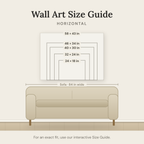 Wall art size guide — horizontal sizes shown to scale