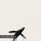 The Ocean Leap Canvas Art shows a whale breaching over the ocean, water splashing against a light background—a minimalist piece to elevate your living room. “Zoomed-In Detail” is labeled in the bottom left corner.