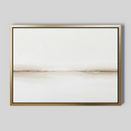The Pale Desert Canvas Art features a light beige and white gradient with a thin horizontal line, framed in simple gold—an elegant modern accent that elevates your living room decor.