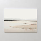The Quiet Valley Canvas Art – Horizontal features a minimalist abstract landscape in soft beige, cream, and gray tones, depicting gentle hills and smooth transitions—ideal wall art for adding subtle elegance to your living room decor.