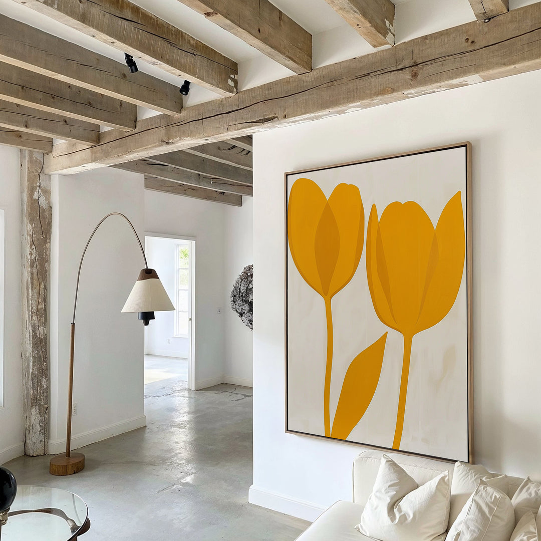 Golden Tulips Abstract Canvas Art