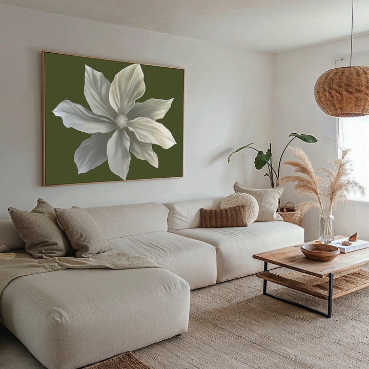 White Petal Oasis Abstract Canvas Art