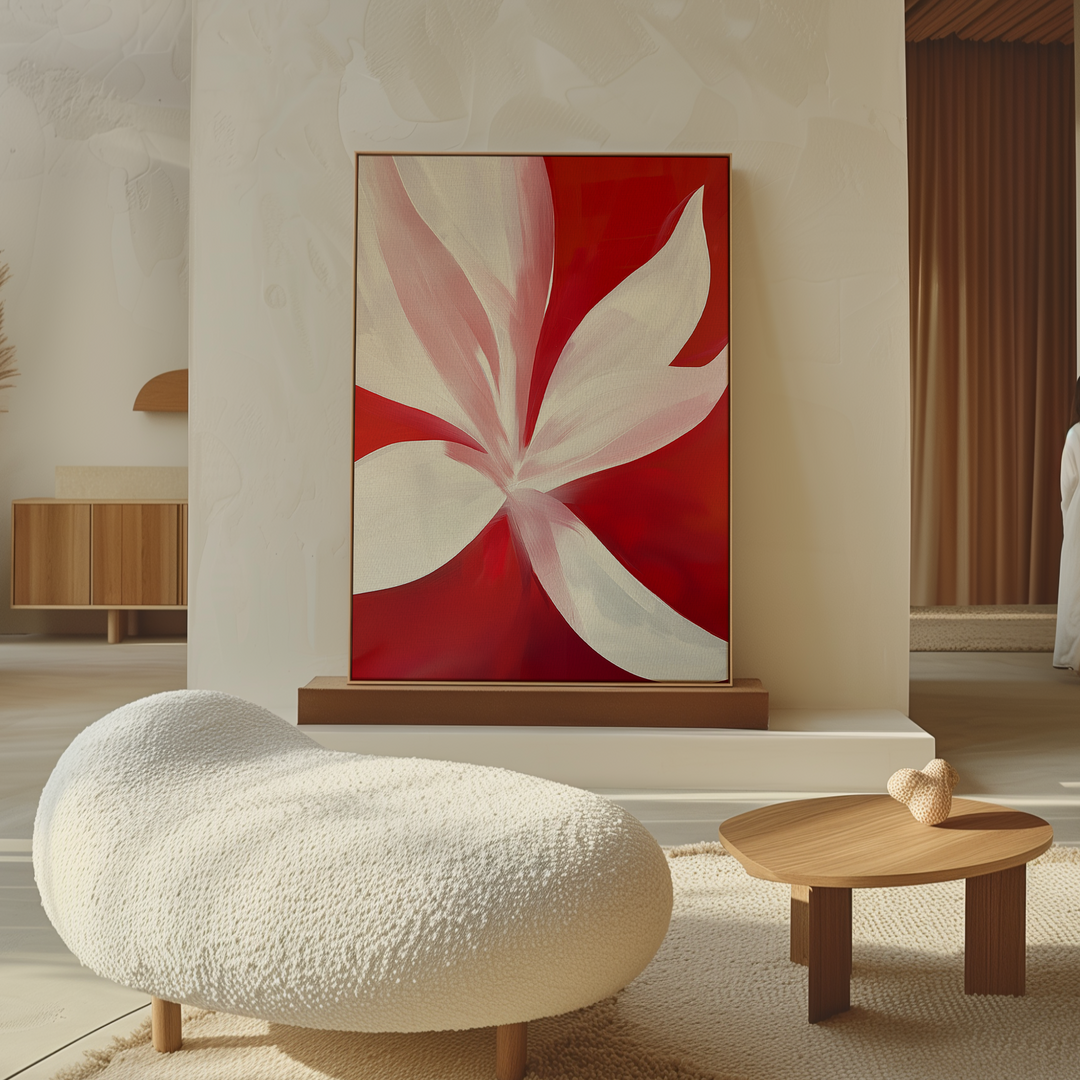 Red Flowers Abstract Canvas Art