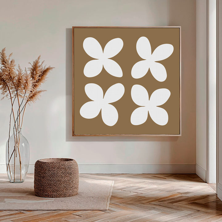 Beige Blossoms Abstract Canvas Art