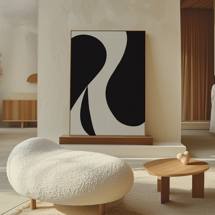 Black & White Shapes Abstract Canvas Art